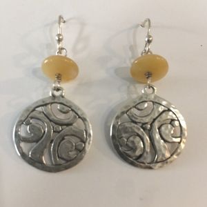 Slipped Yellow Serpentine Stone Earrings (used)